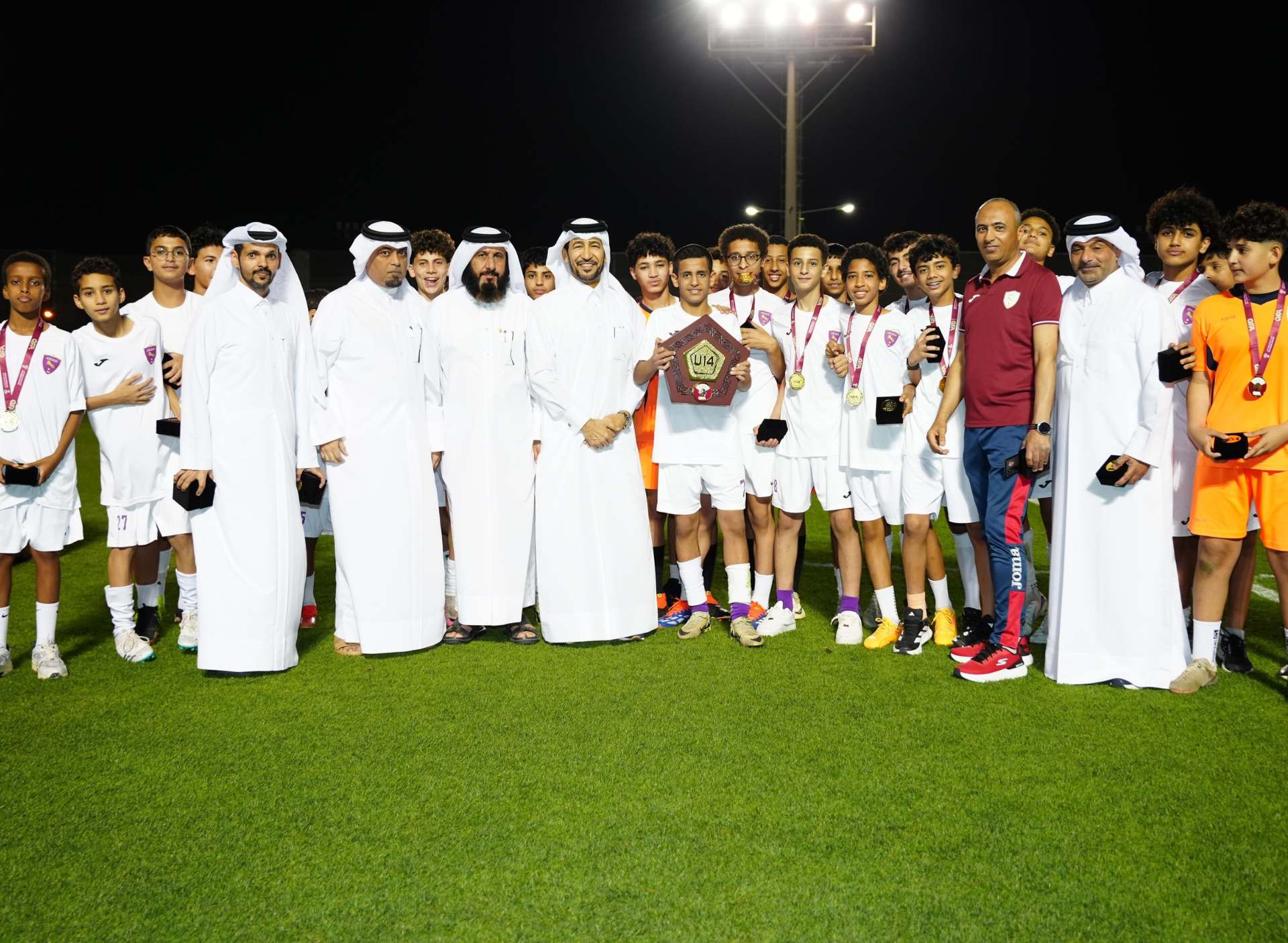 Youth team of Muaither Club is crowned champion of the Under-14 League without defeat.